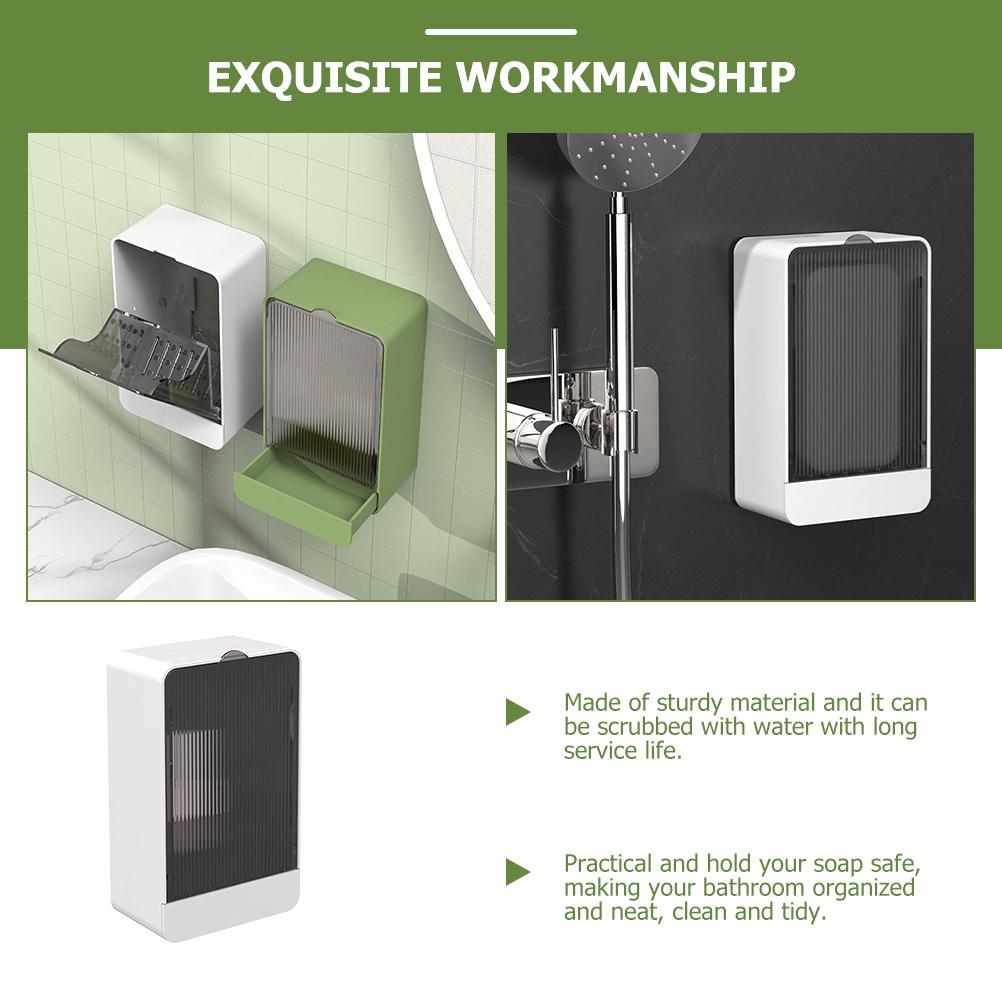 Dust-proof Drainage Soap Box with Lid for Bathroom Wall-mounted White Plastic Container Saves Space Easy To Clean