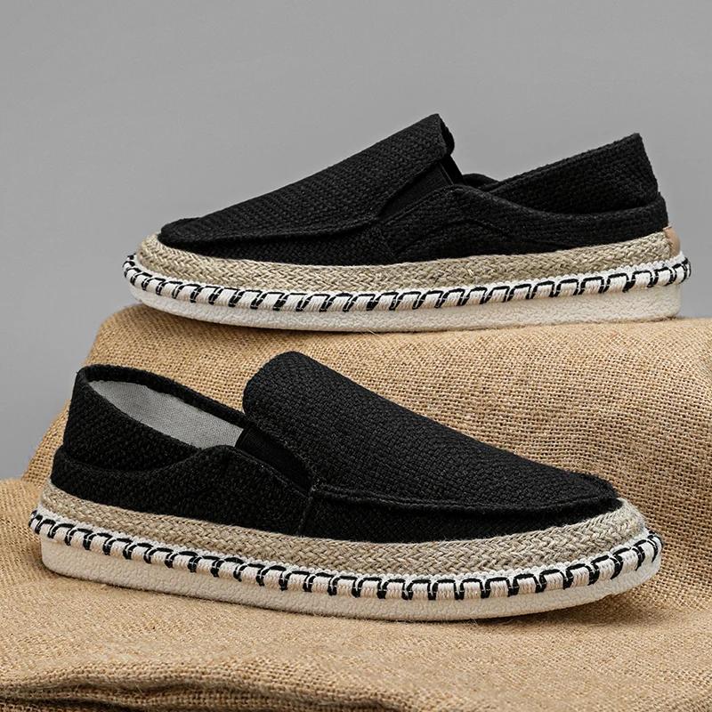 

Эспадрильи Обувь для мужчин Мужские кроссовки Летняя некожаная повседневная обувь Модная обувь Мужская классика Дизайнерская льняная обувь для отдыха 37 чёрный