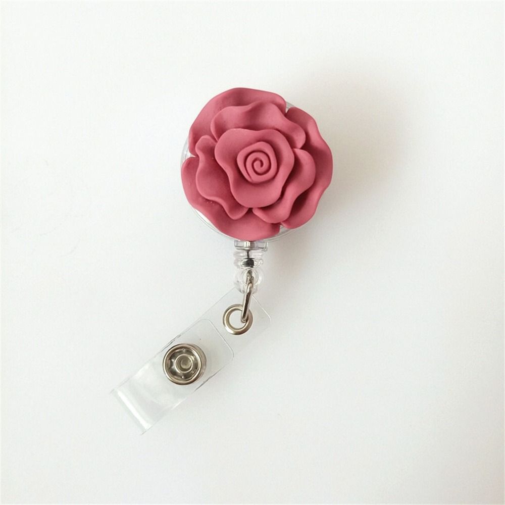 3D Flora Nurse Badge Reel Bow Flower Easy Pull Buckle Retractable Badge Holder Hospital Use