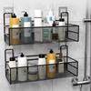 New Free Punching Self-Adhesive Shelf Iron Art Wall-Mounted Storage Basket Space-Saving Multi-Use Shampoo Rack
