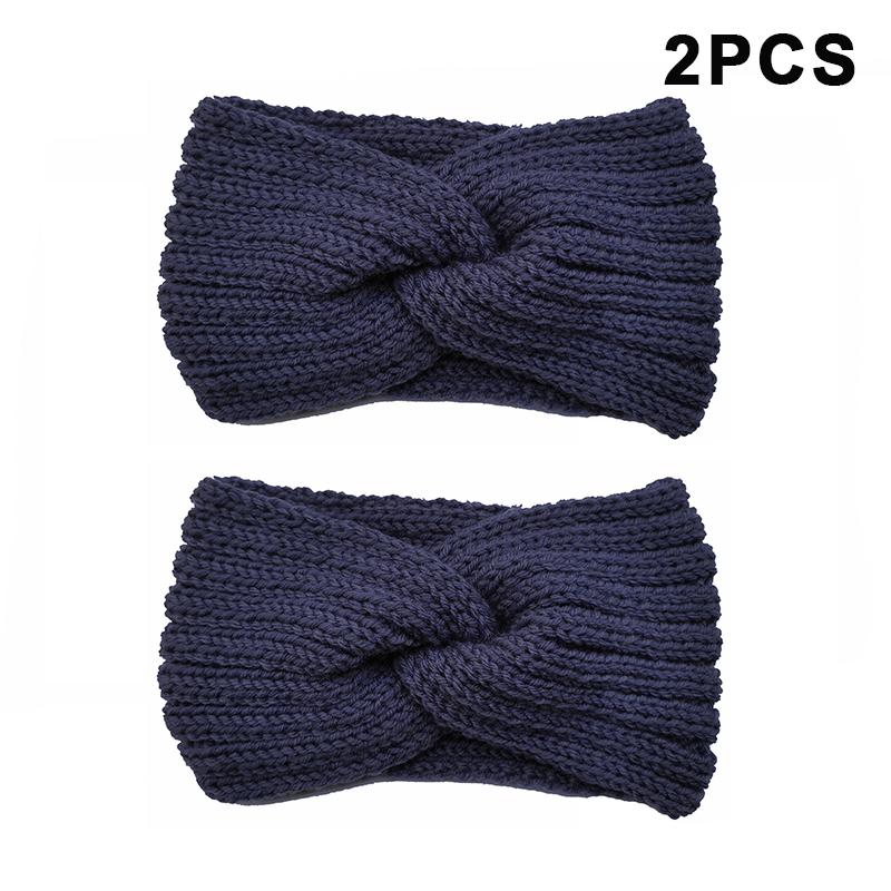 2Pcs Women'S Winter Warm Headbands - Thick Knit Ear Strap Hair Accessories Winter Headbands Cold Weather Gear Stylish Headwear