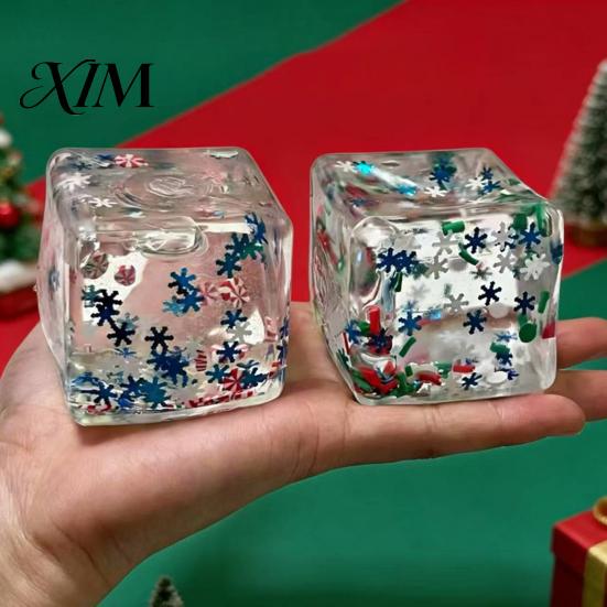 Portable Stress Relievers Christmas Cube for Anxiety Relief, Clear Squeeze Fidget Toys Toy, Soft Stretchy Sensory Toy Party Favors Transparent