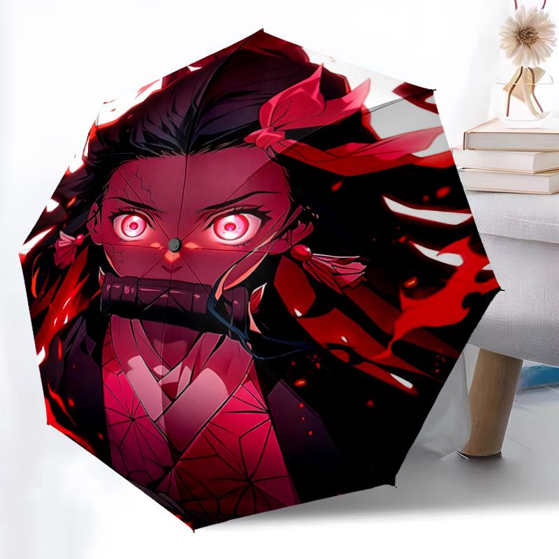 1pc Anime Character Kamado Nezuko Fashion Automatic Opening and Closing Cartoon Umbrella - Small Umbrella Suitable for Various Occasions J004