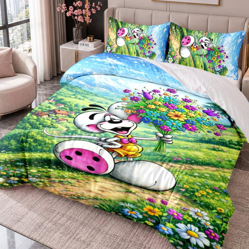 Diddl 3Pcs Bedding Set Duvet Cover With Two Pillowcases For Bedroom Home Decoration
