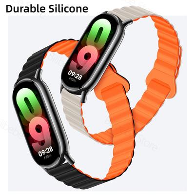Silikonowy Pasek Magnetyczny do Xiaomi Mi Band 8 7 6 5 4 3 Miękki Metalowy Konektor Magnetyczne Zapięcie Regulacja Długości do Mi Band 3 4 5 6 7 8 Pasek na Nadgarstek