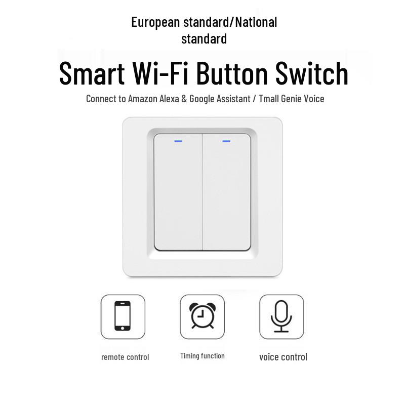 Tuya WiFi Smart Button Switch - Compatible with Alexa, Mobile Control, EU/UK/National Standard
