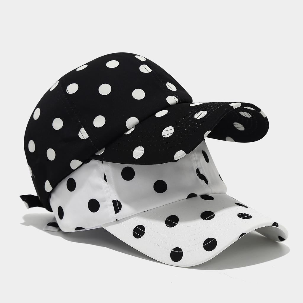 Unisex Baseball Cap Black and White Ins Polka Dot for Visor Hats for Adult Summer Travel Versatile Sun Hat