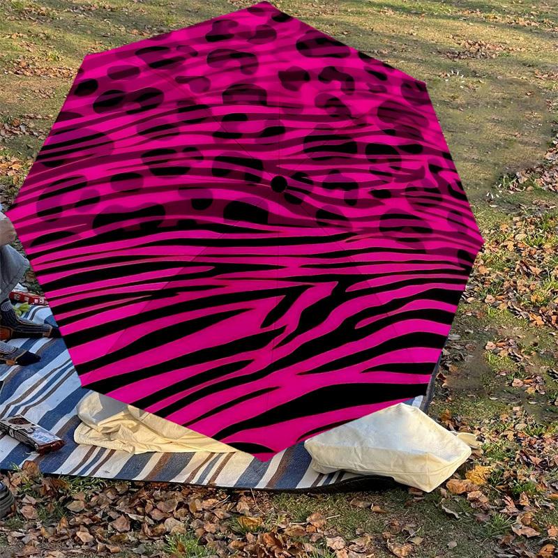 1PC Leopard Print Zebra Stripes Umbrella-8-Rib Reinforced, Automatic Open, Lightweight & Durable, Cute Fashion Accessory for Outdoor-T370