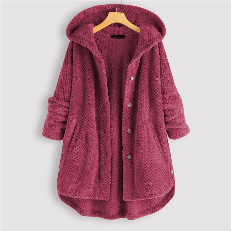 Plus Size Women Hooded Coats Long Sleeve Single Breasted Midi Length Coat Loose Casual Elegant Thick Jackets Hoodies Office Lady