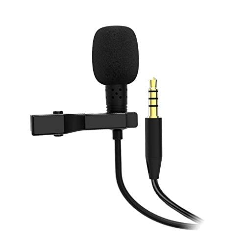MO-MIC03 Lavalier Microphone, 3.5mm Plug, 4-Pole, Mini Clip-on Condenser Microphone, Omnidirectional Clip-on, Smartphone Compatible, for Recording, We