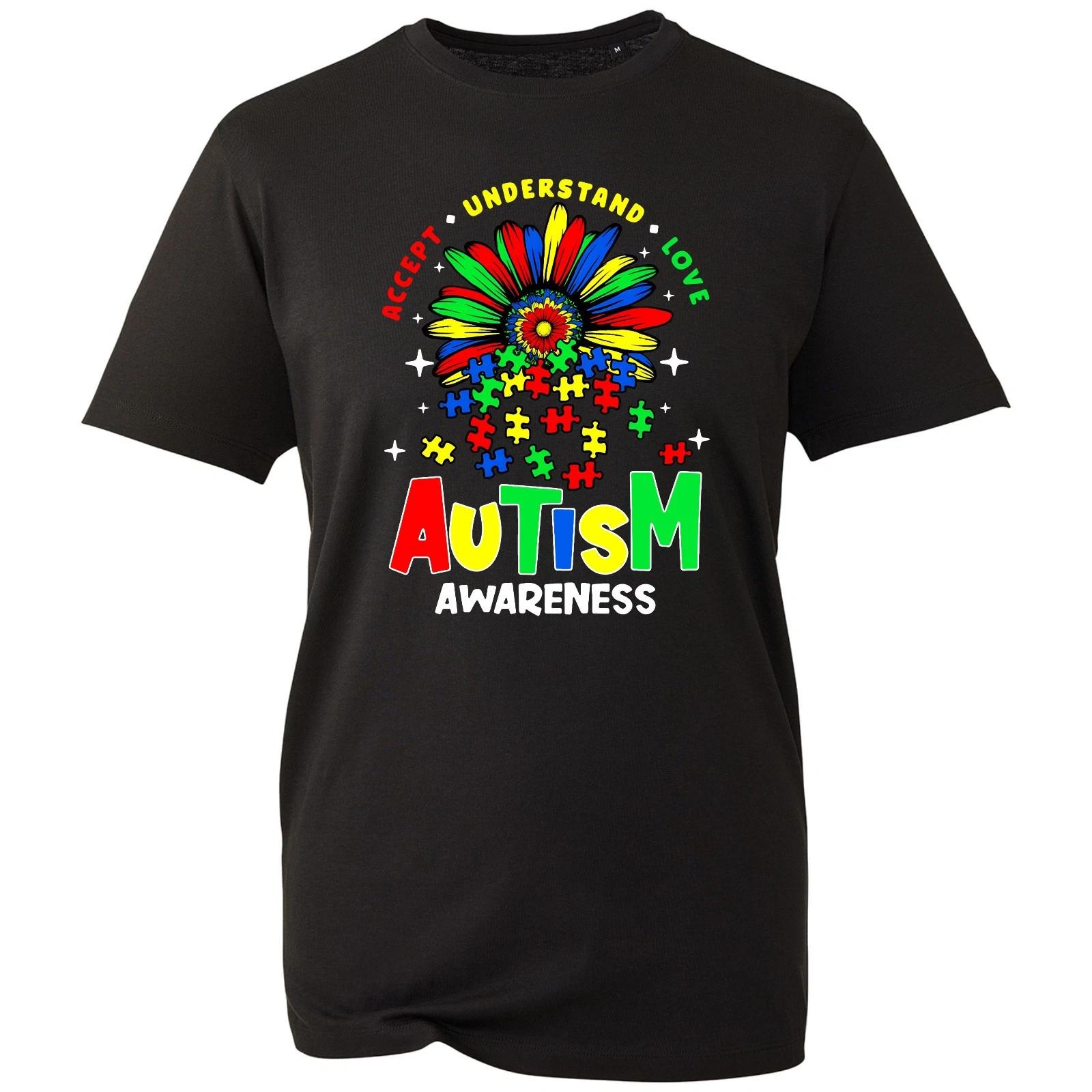 Autism Awareness T-shirt Love Understand Health Support Top Mens Unisex Gift Tee S
