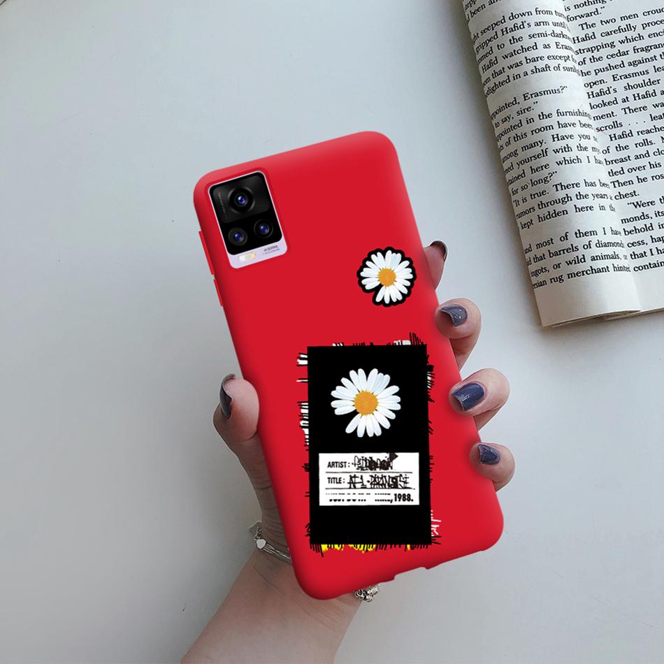 For Coque Vivo V20 Matte Silicon Case Cartoon Animals Cute Cat Pets Cactus Phone Back Cover For Vivo V20 V2025 V 20 VivoV20 Case