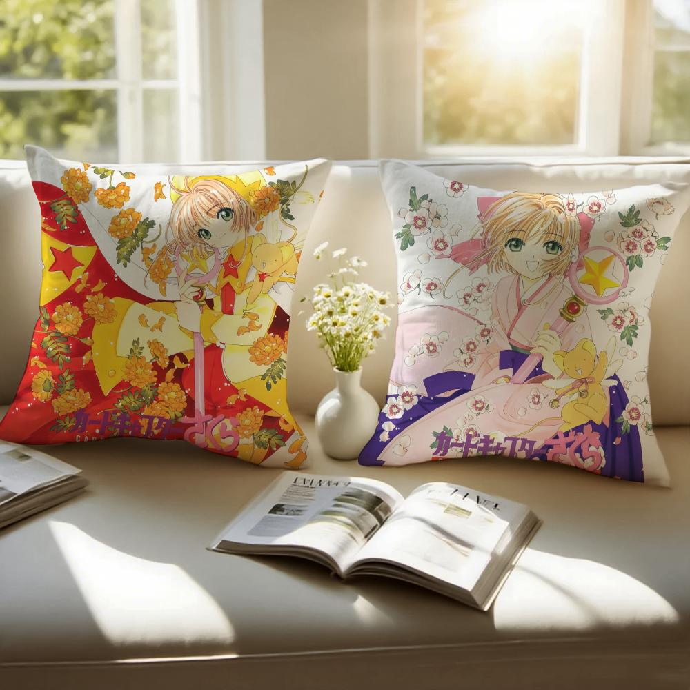 Anime C-Cardcaptor S-Sakura Pillow Case Anti-dustmite Pillowcase Invisible Zipper Silky Short Plush Sofa Cushion Cover