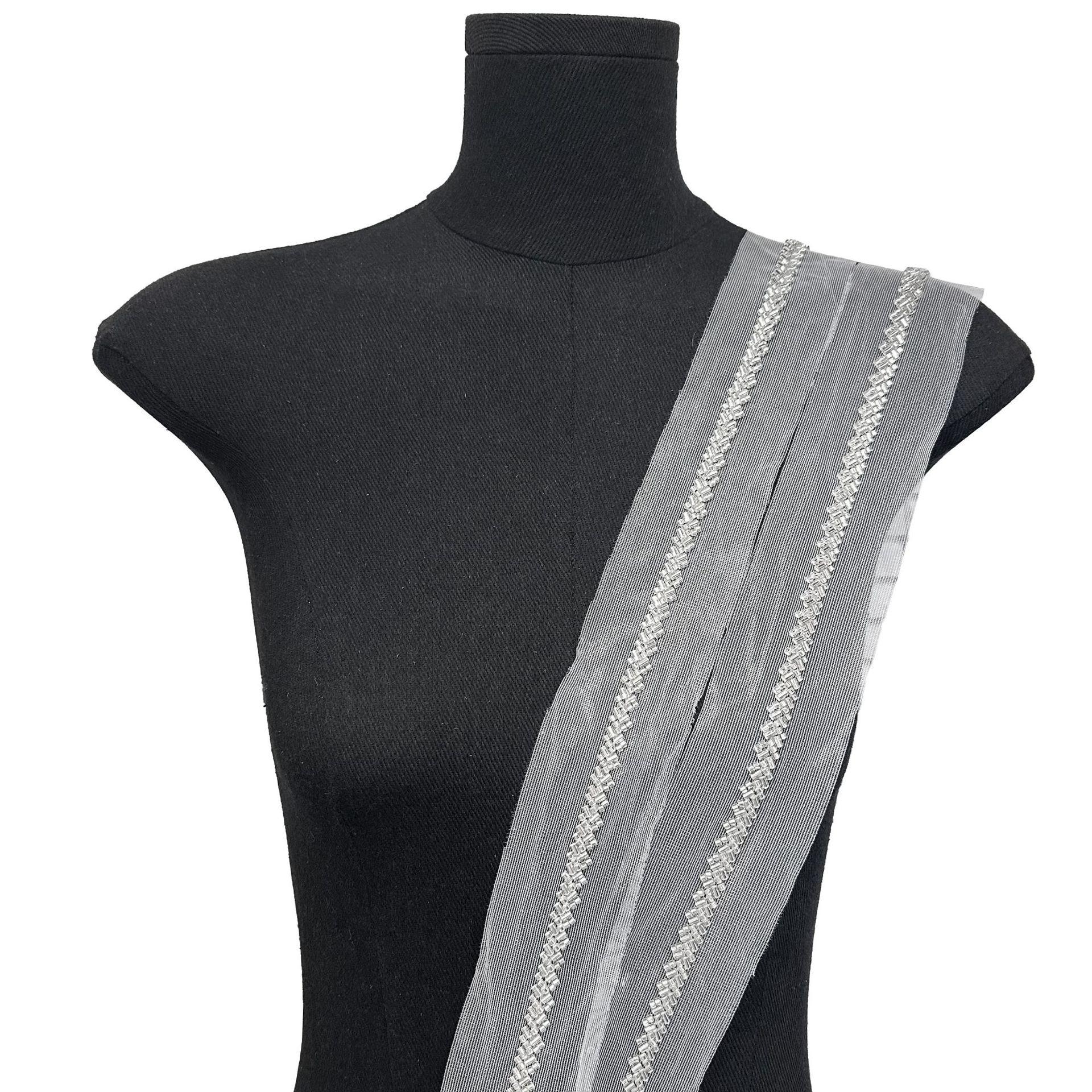 

Сетка Машинная вышивка Шеврон Рисовые бусины Ручная работа DIY Ювелирные изделия Штрих-код Аксессуары для одежды Аксессуары для волос Украшение воротника Кружево из бусин T1162 one yard