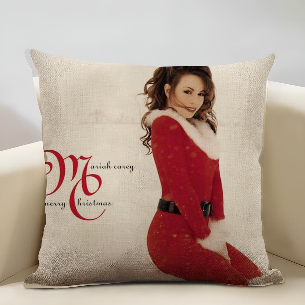 MariaCarey Christmas Song Cushion Household Decoration Linen Sofa Cushion Cover: Skin-Friendly & Breathable