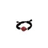 Red Bean & Red Agate Woven Copper Coin Ring for Women - Trendy Niche Design for Couples & Best Friends Pinky Ring.