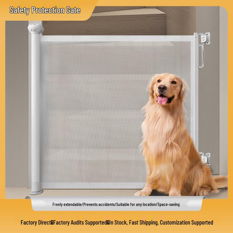 Retractable Pet Gate & Child Safety Rail: No-Drill, Indoor Stair Guard.