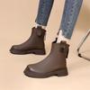 Female Short Shoes Platform Women's Ankle Boots Chelsea Brown Booties Round Toe Fur Leather Chunky Y2k New In Boot Goth Footwear