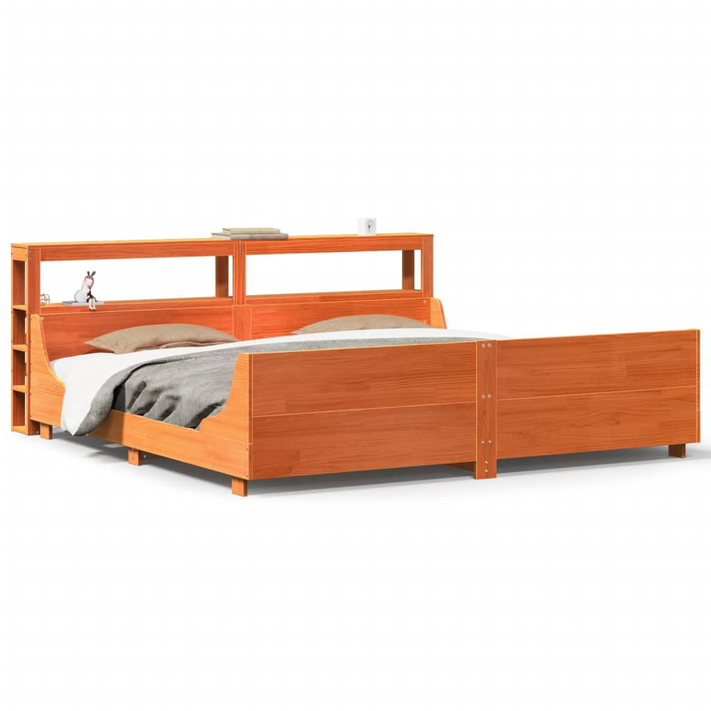 Solid Wood Bed Without Mattress Wax Brown 180x200 Cm Pine Wood