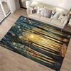 Abstract Forest Sunset Carpet with Golden Light and Artistic Design Suitable for Use As an Anti-slip for Living Room Bedroom Sofas