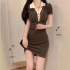 Korean Version of Polo Collar Short-sleeved Dress Women's 2026 Summer Slim and Thin Sexy Hot Girl Small Hip-wrapped Short Skirt