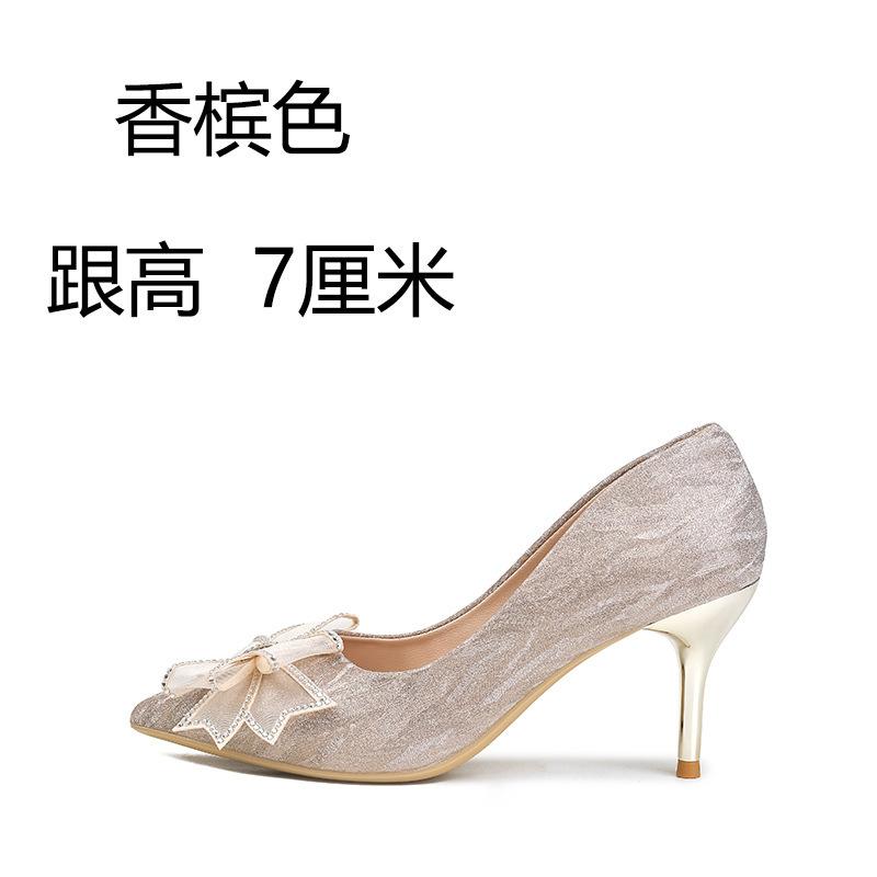 French high heels women's 2025 spring and autumn new rhinestone bow crystal wedding shoes temperament socialite stiletto single shoes women