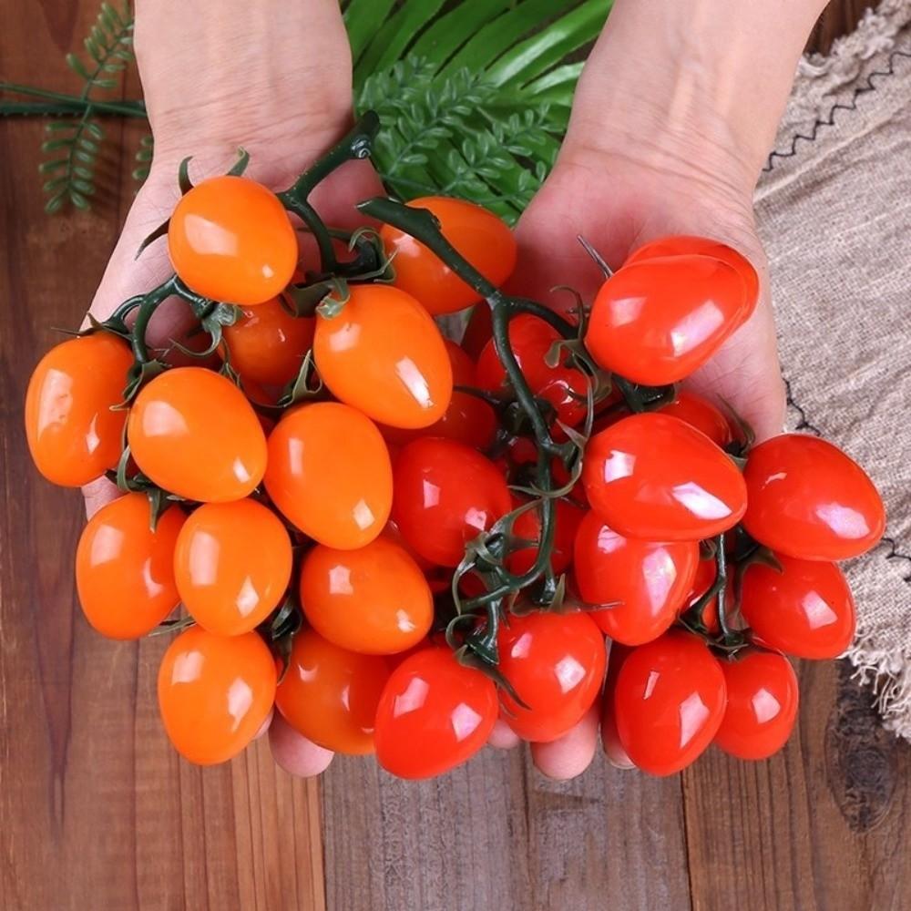 Lifelike Fake Small Tomato Soft Plastic Simulation Fruit Bunch Tomato Model Party Decoration