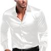 Men Burgundy Silky Satin Long Sleeve Casual Business Work Shirt