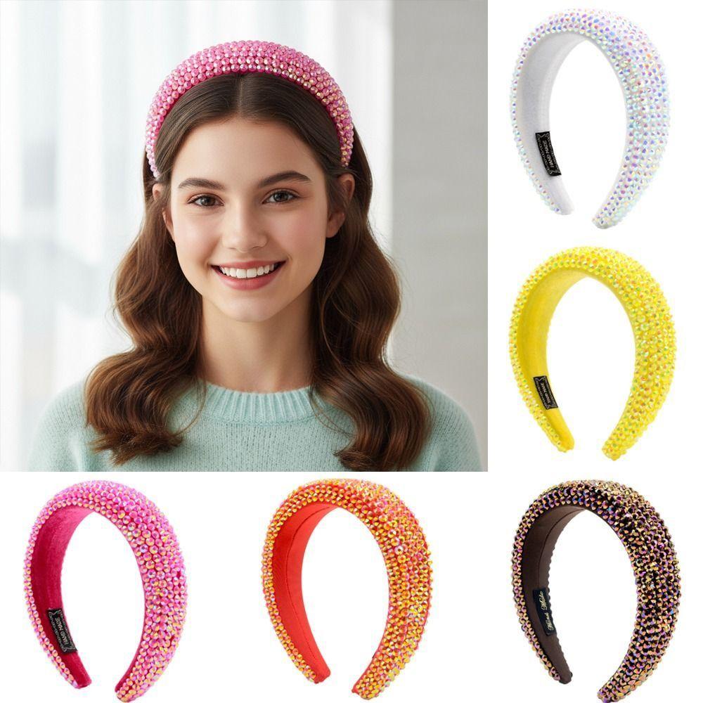 Wide Brim Full Rhinestone Headband Padded Design Hair Accessory Women Head Hoop  Shopping