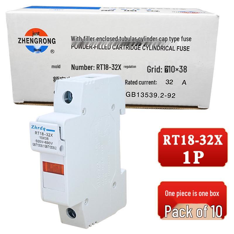 Zheng Rong 380V 100KA Ceramic Fuse Tube, 32A/10A/8641A, R015/RT14/RT18, 10x38mm.
