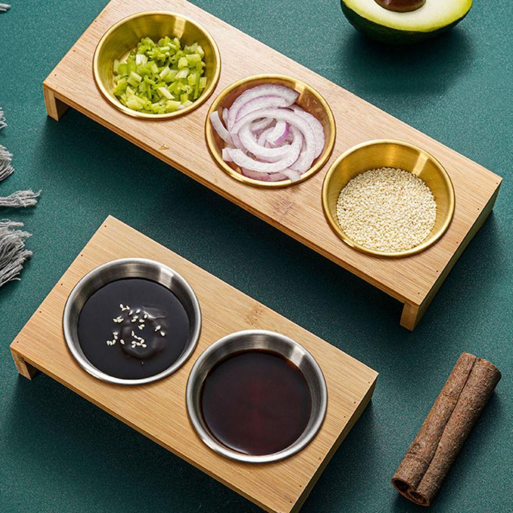 2/3 Grids Dipping Bowl Stainless Steel Seasoning Tray Durable Condiment Container  Restaurant
