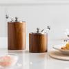 Portable Hand-Crank Coffee and Pepper Grinder with Adjustable Wood Grain Design