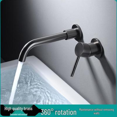 Grifo Empotrado de Pared Color Gris Pistola para Lavabo - Instalación de Agua Fría y Caliente