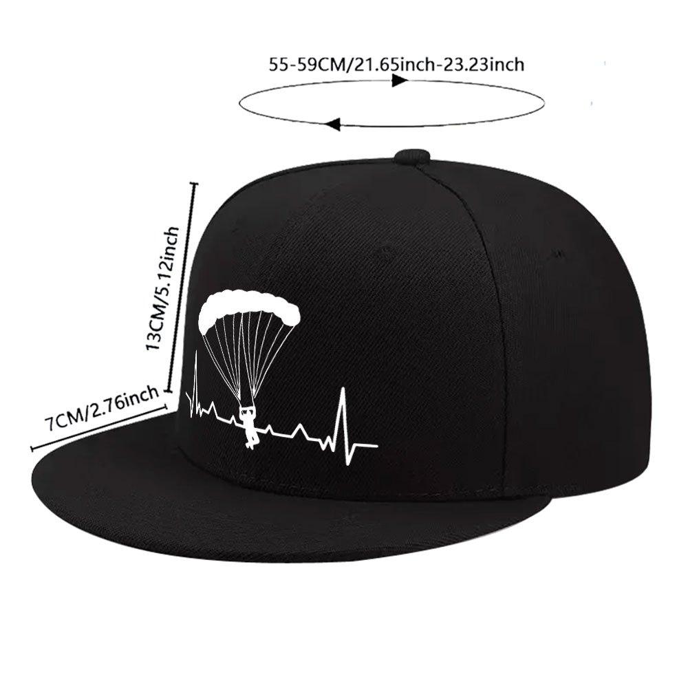 Paragliding Heartbeat Line Skydiver Baseball Cap Polyester Adjustable Snapback for Adult Casual Outdoors