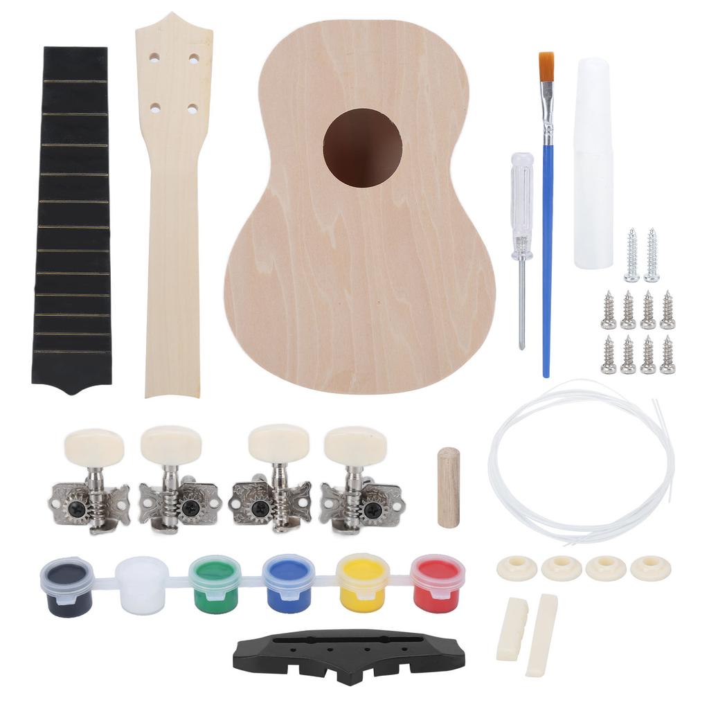 Ukulele Kit 21in DIY Basswood Lightweight Painting Handcrafted Gift Children Small Toys