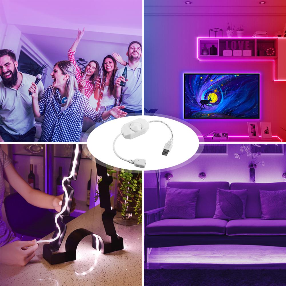 DC 5V Stepless USB Manual Knob LED Dimmer Switch Controller for LED Strip Light