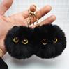 Cute Black Cat Keychain Plush Cartoon White Kitty Toy Pendant Keyring For Women Girls Kids Gift Ornament