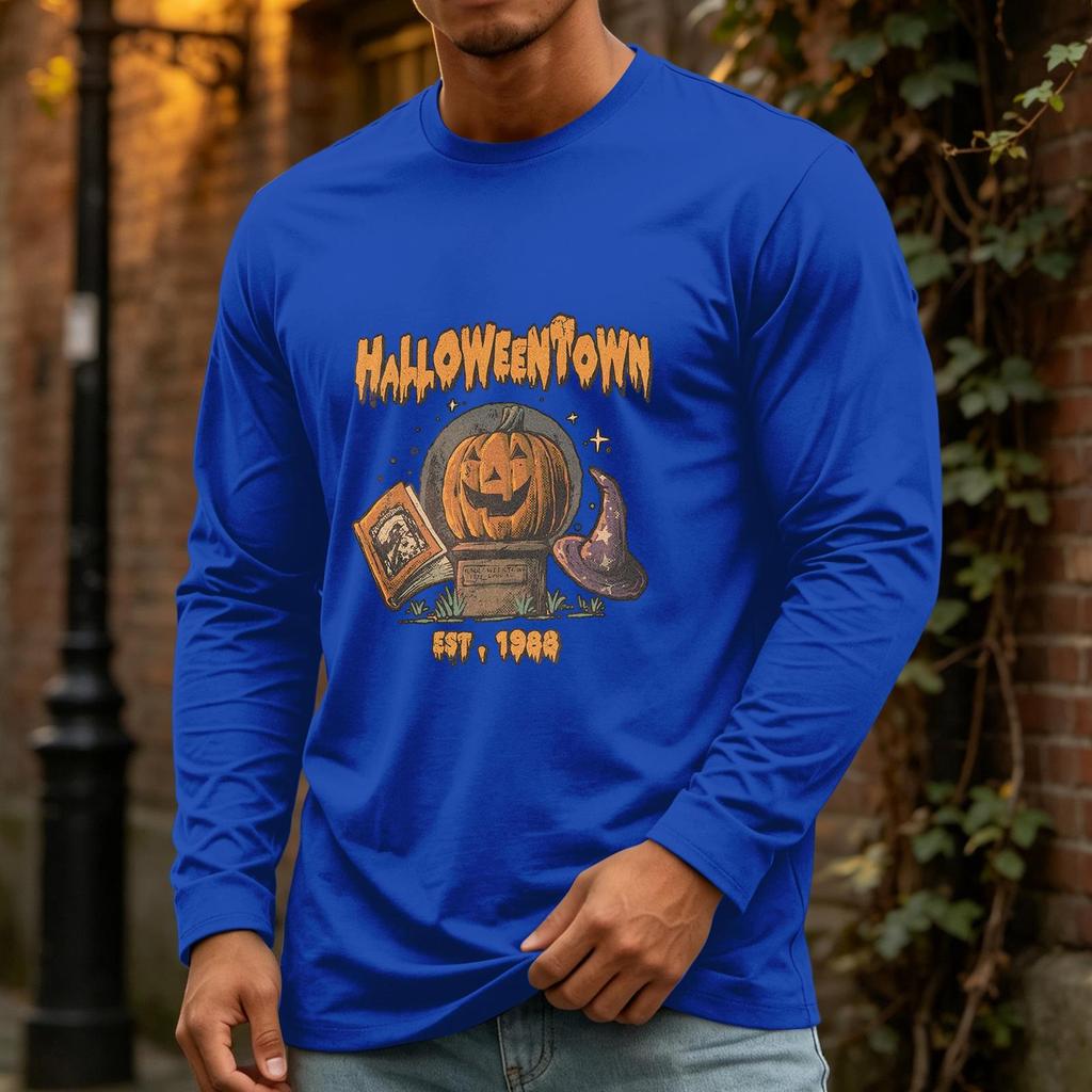 Men's Halloween Long Sleeve Neck Casual Pullover T-Shirt for Party and Holiday