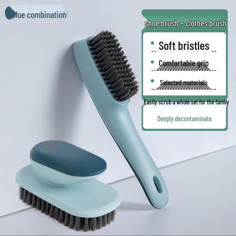 Nordic Style Soft Bristle Shoe and Laundry Brush with Long Handle - Gentle Cleaning for Shoes and Clothes