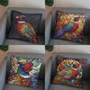 2D Colorful Pheasant Stained Glass Pattern Pillow Cover Pattern Cushion Cover Suitable For Sofa Bedroom Car Pillow Cover