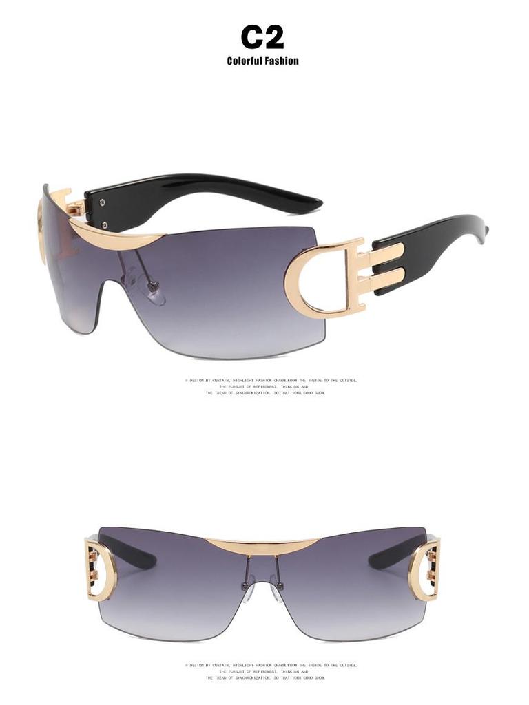 Large Frameless Y2K Sunglasses 2022 - Futuristic Sporty Design