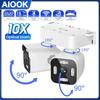 AIOOK Security Camera Outdoor Waterproof Dual Lens HD 8MP 4K 10X Zoom WiFi CCTV Night Vision Two-Way Intercom PTZ Remote Viewing Icam365 APP