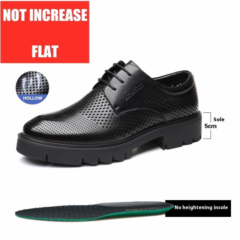 

Men Summer Hollow Out Formal Dress Shoes 8cm/10cm Heel Elevator Height Increase Cow Leather Breathable Lift Business Casual Shoe 38