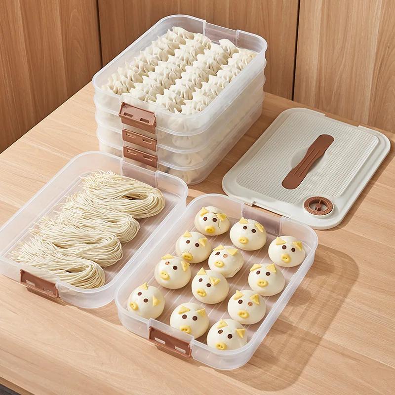 Multilayer Dumpling Plastic Box Household Freezing Storage Containers Box Refrigerator Frozen Home Organization Kitchen Supplies