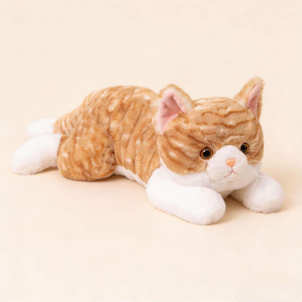 Cat Plush Toy Black White Short Fur With Large Eyes For Kids And Collectors