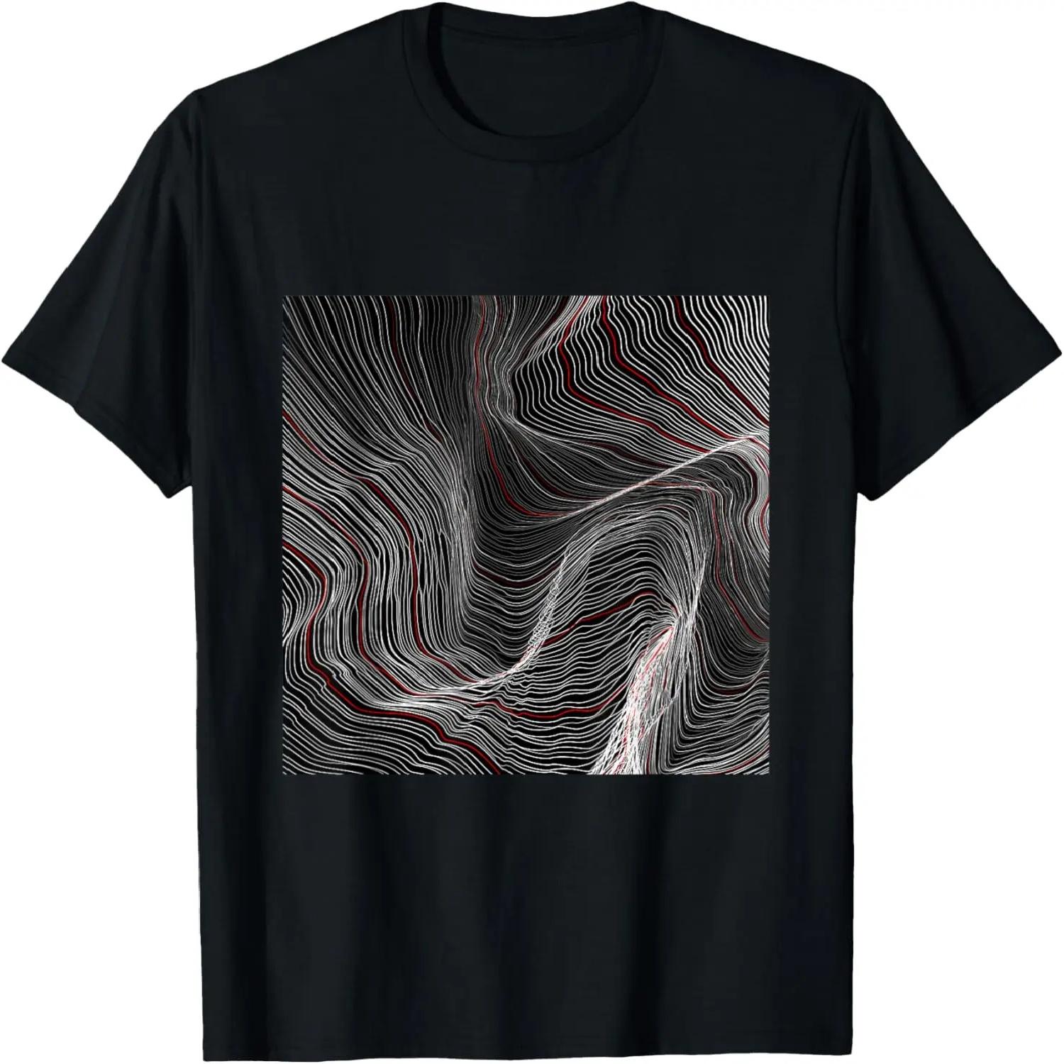 Cool Abstract Black Square With Waves Graphic Cool Designs T-Shirt S