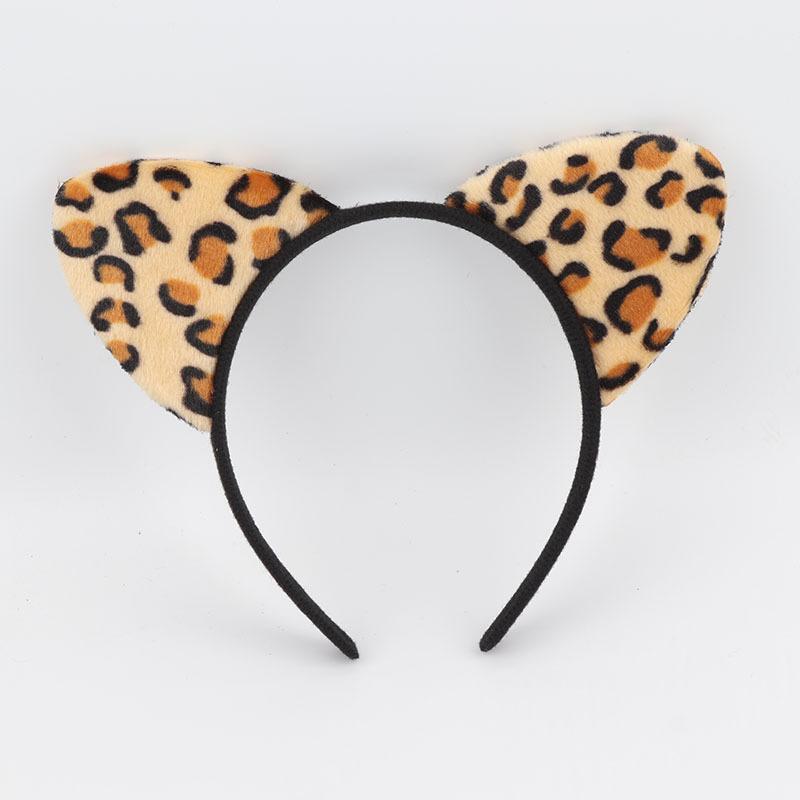 Cute Cat Ears Hairband Women Girl Cosplay Leopard Hair Hoop Winter Soft Wool Headband Party Hair Bands Face Wash Makeup Headwear