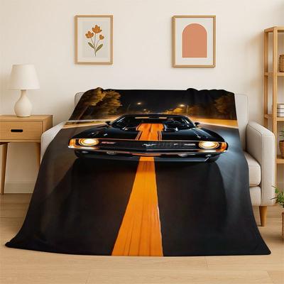 Couverture Douce en Flanelle Rétro M-Mustang Voiture de Course, Couverture Confortable pour Lit, Canapé, Salon, Chambre à Coucher, Voyage, Pique-nique enfants