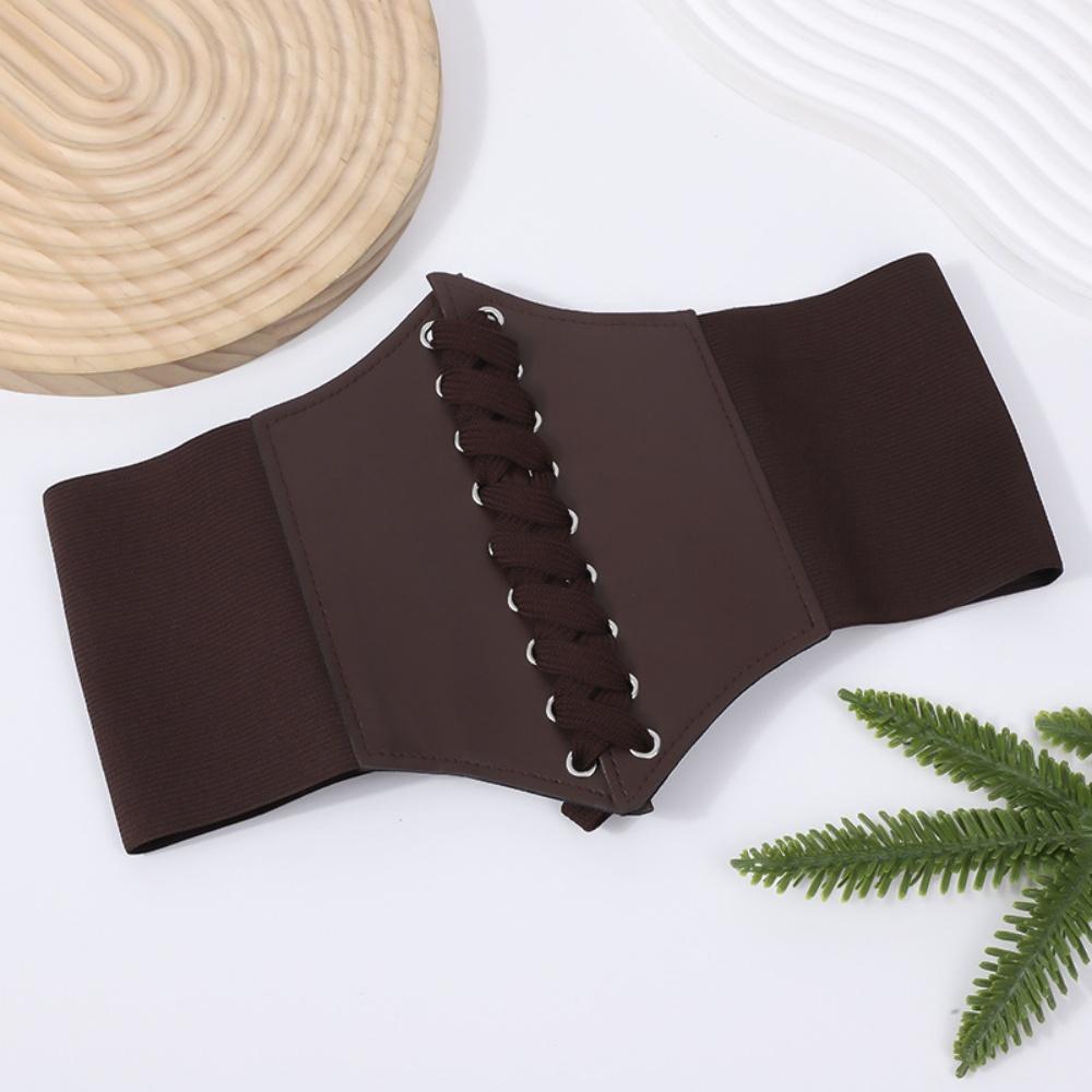 Pu Leather Corset Belt Elastic Punk Gothic Wide Belt Women'S Shirt Dress Belt Breathable Female Cummerbund For Daily Wear Dates