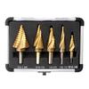 British 5-Piece Aluminum Step Drill Bit Set - Black & Yellow Multi-Function Pagoda Drill Tool